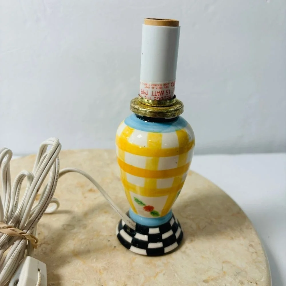 Vintage Mackenzie-Childs Inspired Ceramic Bulbous Table Lamp Works No Shade EUC!